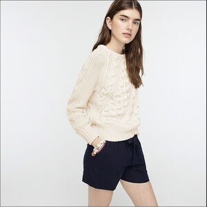 J. Crew Diagonal Cable Knit Crewneck Sweater - Cream